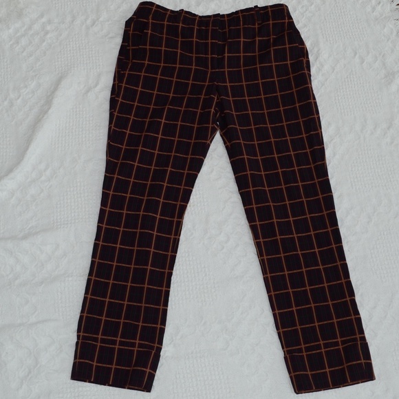 Theory Wool Blend Crop Cuff York Plaid Pants Size 4 - Picture 4 of 12